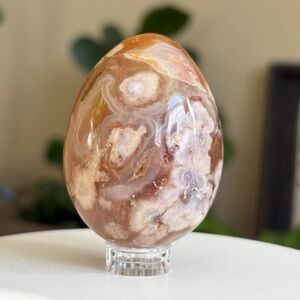 Flower Agate Crystal Polished Egg Carving